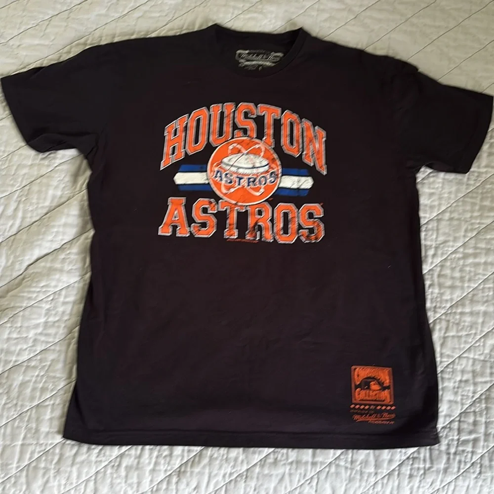 Mitchell & Ness Houston Astros 100% cotton black T shirt men’s Size L - Picture 1 of 7
